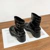 Grape Mother Retro Polished Knight Boots Short Belt Buckle Old Thick Heel British Style Short Boots Comfortable Platform Women's Boots