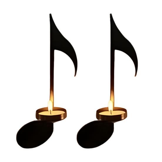 Black Music Note Candle Holder Vintage Wall Mount Tealight Holder Musical Symbol Wall Decor for Living Room Dining Hallway
