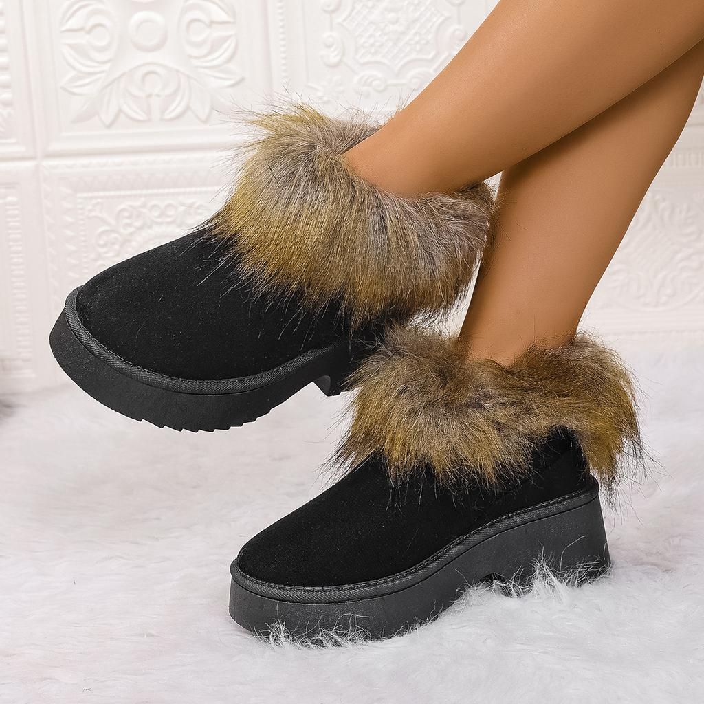 Fashion Winter 2026 New Style Round Head Women Snow Boots with Warm and Comfortable Non-slip Suede Wool Thick Soled Female Cotton Boots