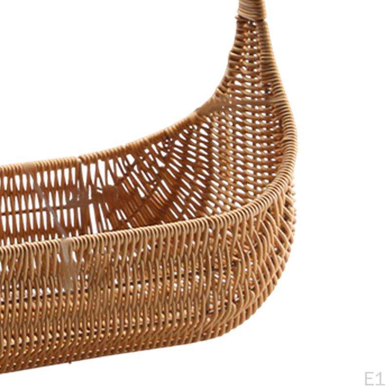 Fruit Basket Household Organizer with Handle Organizing Holder Picking Kitchen Imitation Rattan