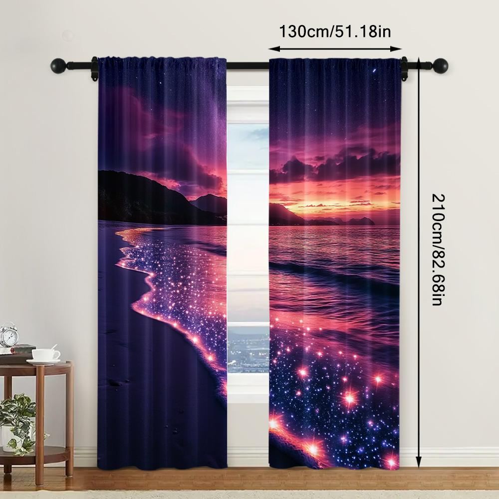 2pc, Drapes Purple 2 Machine Washable Fabric,Without Electricity summer party decorations Use for Bedroom living room