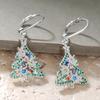 Huitan Fashion Christmas Tree Drop Earrings Creative Gorgeous Women Piercing Accessories Lovely Charming Colorful Party
