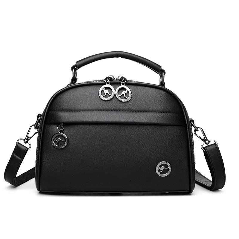 

Soft Leather Handbag Versatile Shoulder Bag Large Capacity High-end Feel Retro Crossbody Bag чорний