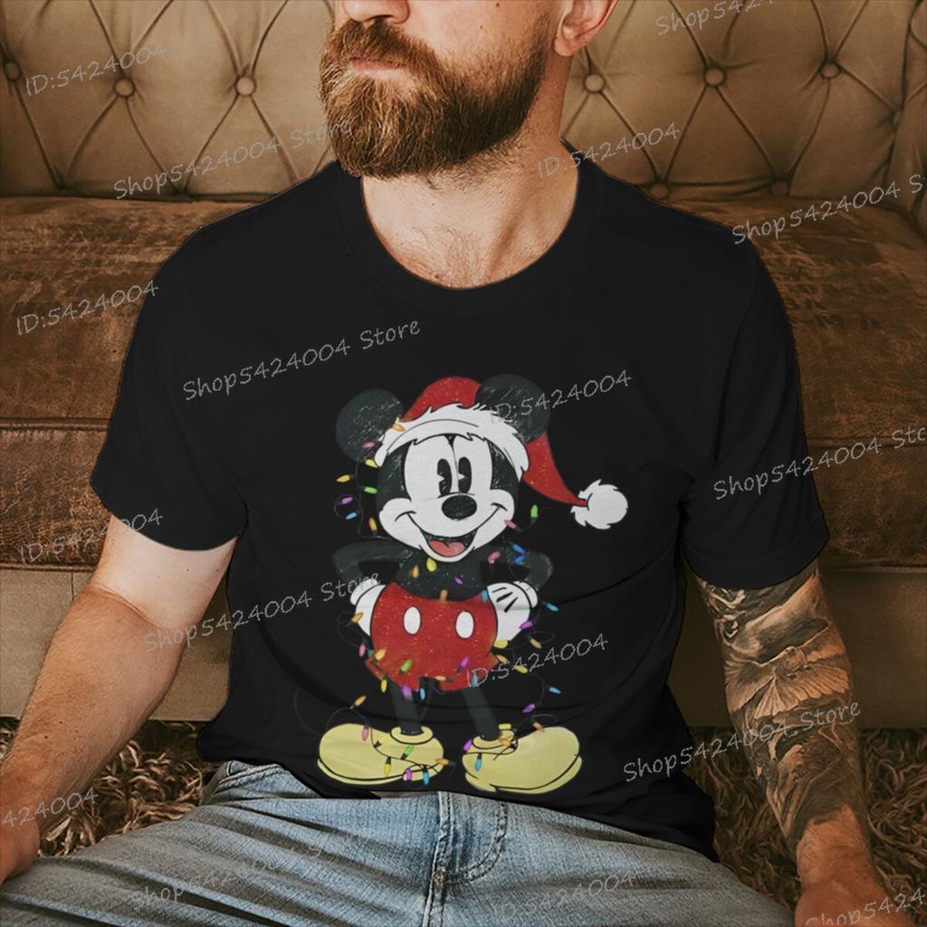 Women Men Mickey Minnie Christmas Shirt Cartoon Graphic Merry Christmas Couple Matching Tshirts
