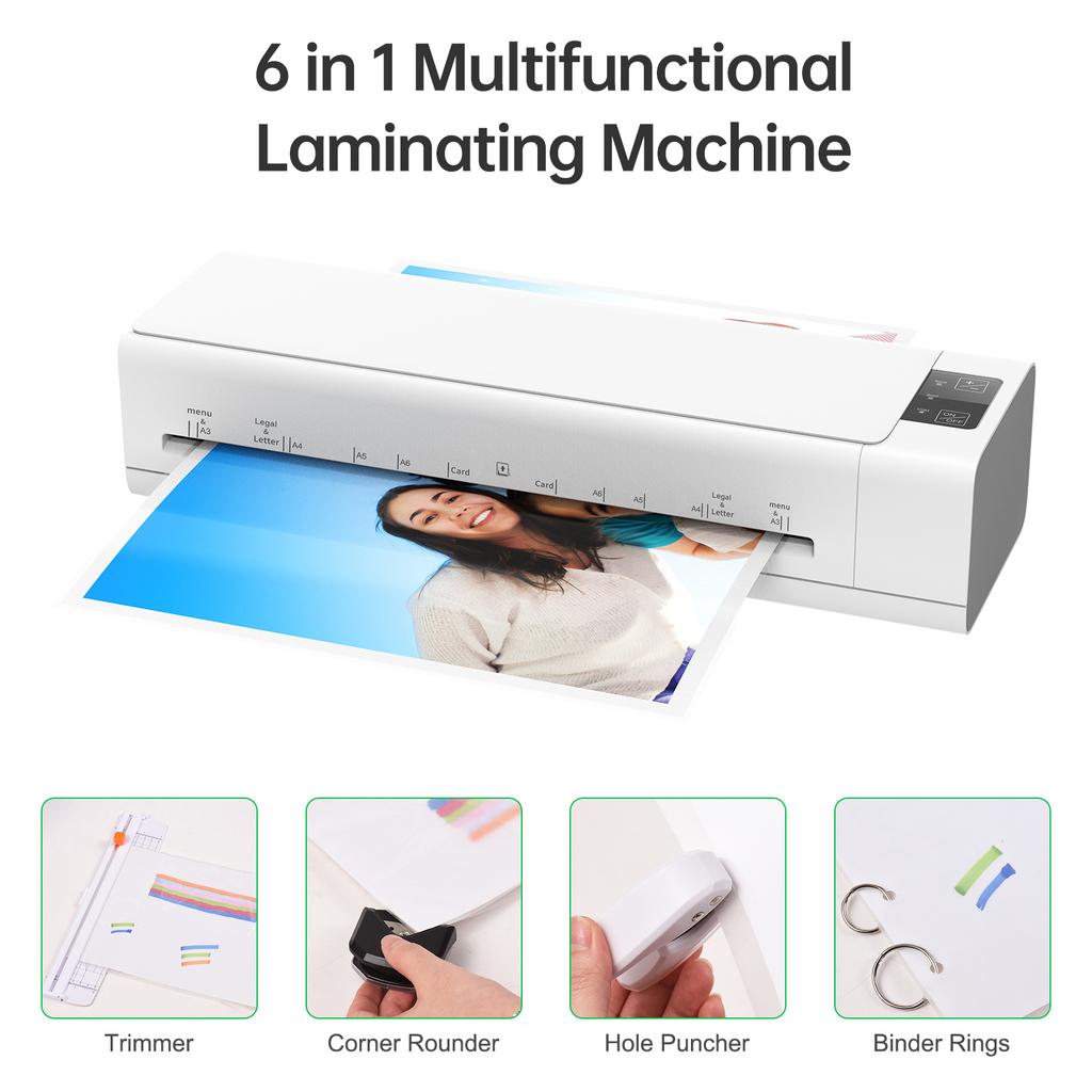 Desktop Laminator Machine Set A3 Size Multifunctional Hot and Cold Lamination 2 Roller System 12.5 Inches Max Width