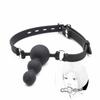 Open Mouth Gag Oral Fixation of Big Beads Mouth Gag Ball Silicone Harness With Anal Plug Dildo Head Strap For Lesbian SM Bondage