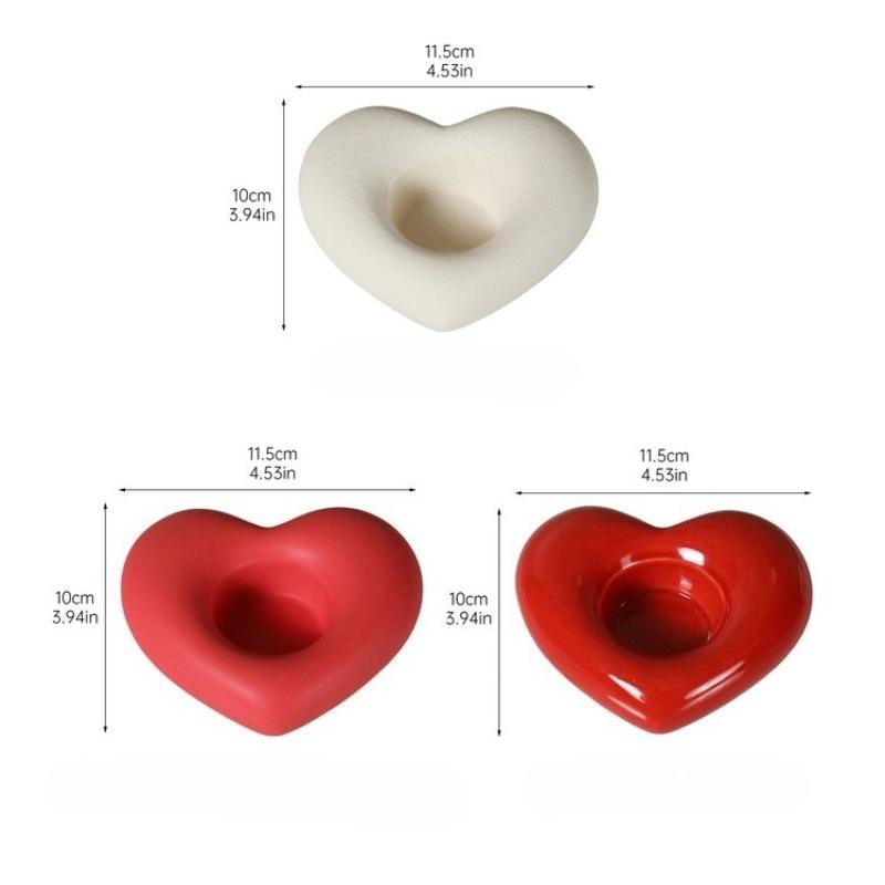 Modern Simple Heart-shaped Ceramic Candle Stand Valentine's Day Dining Table Creative Decoration
