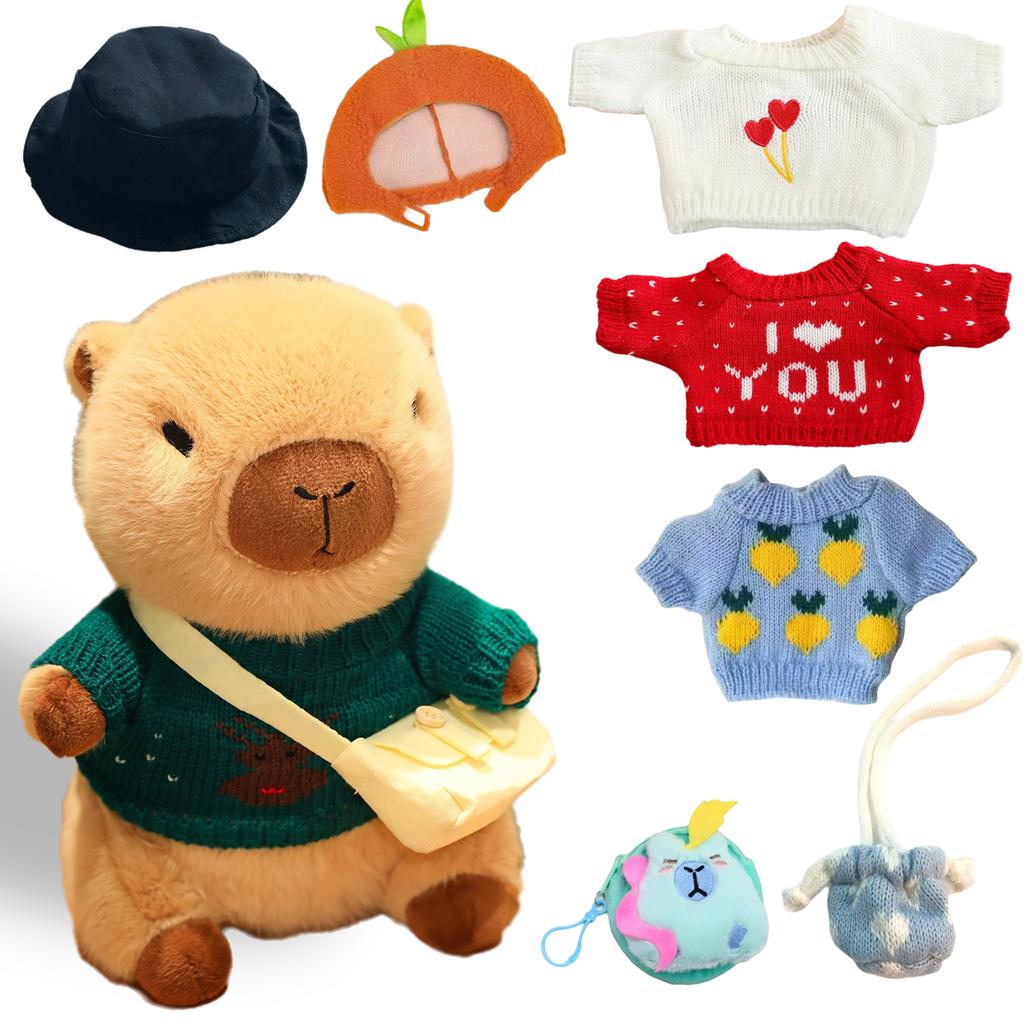 Capybara Plush Toys with Clothes Fashion Sweater DIY Capybara Doll Clothes Cartoon Accessories Dress-Up Soft Stuffed Animal Doll