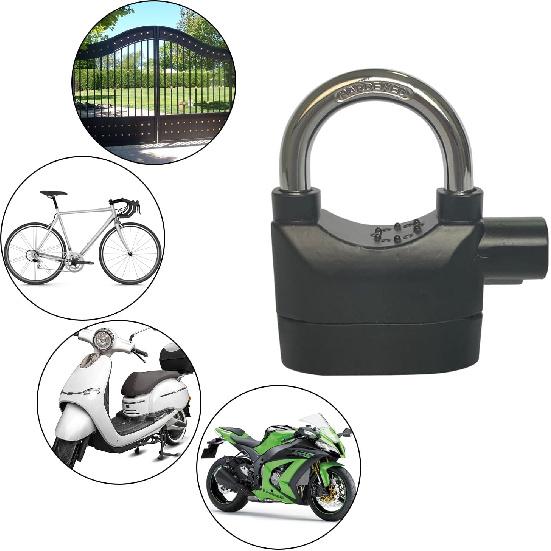Alarm Lock 110dba Universal Security Alarm Lock System Anti-Theft for Door Motor Bicycle Padlock with 3 Keys (2PCS)