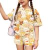 Kids Casual Short Sleeve Top and Shorts Set Animal Print Lightweight Comfortable Soft Fabric Summer Outfit for Boys and Girls