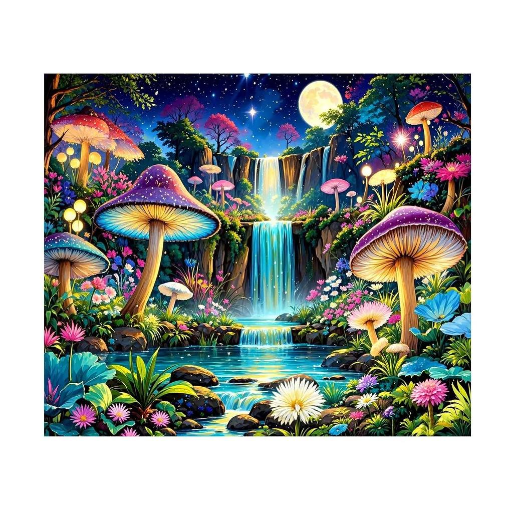 Psychedelic Mushroom Tapestry Nature Wildflower Plant Landscape Wall Hanging Fantasy Tapestry Poster for Dorm Living Room Decor