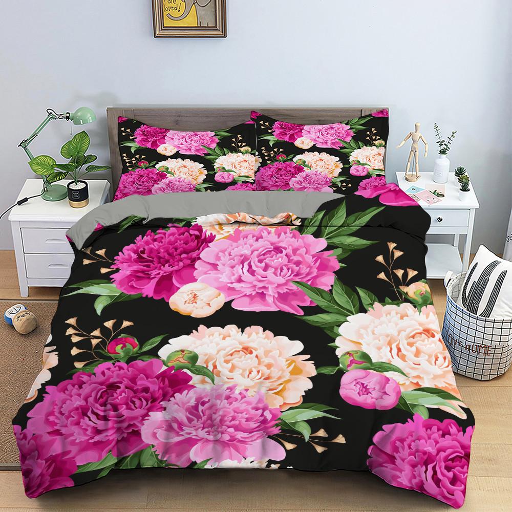 3D Creative Rose Bedding Set Valentine's Day Quilt Cover Pillowcase Bedding Single Double Bed Full Size 2/3 Pieces Microfiber