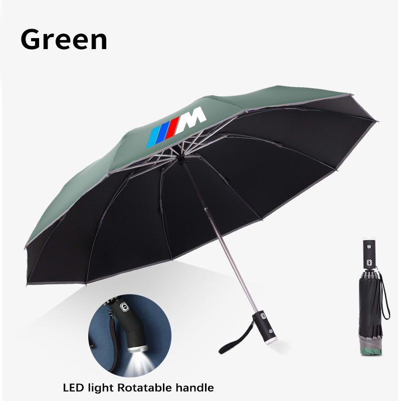 For BMW M Power M3 X1 X3 X5 E36 E39 E46 E60 E90 F10 F20 F30 G20 G30 Car Led Light Automatic Folding Windproof Sunshade Umbrella
