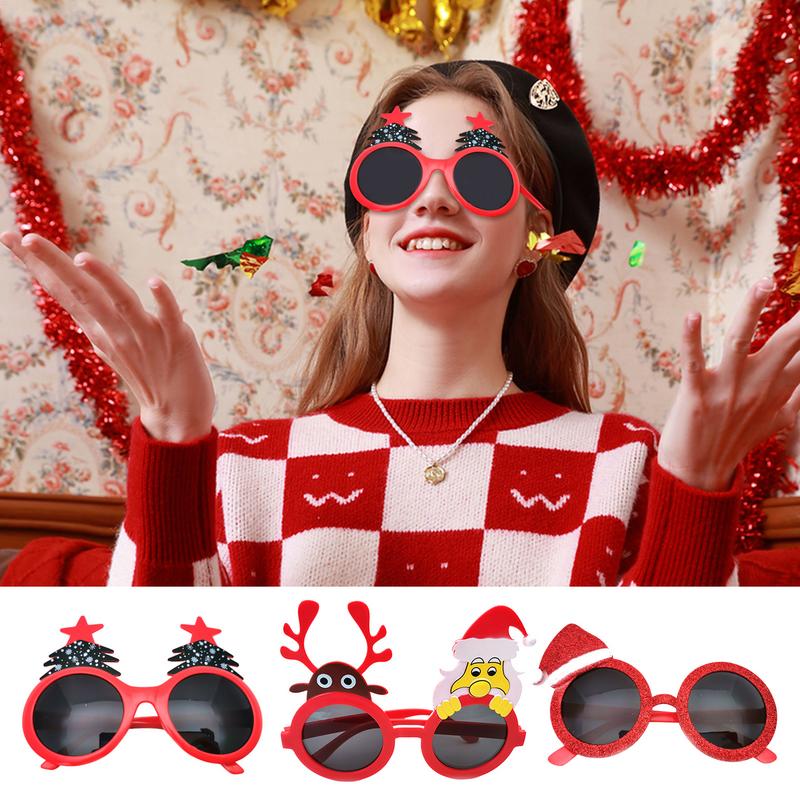 Christmas Glasses Cute Santa Reindeer Christmas Tree Hat Christmas Eyeglasses Christmas Photo Booth Props Goodie Bag Stuffers