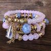 Crystal Tassel Bohemian Crystal Bracelet Multi-Layer Elastic Rope Tassel Bracelet Handmade Beaded Adjustable Women Bracelet