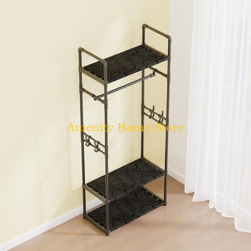 F26C Clothing Rack Garment Rack with Bottom Shelf for Hanging Clothes Coat Skirts Shirts Sweaters Shoe Rack Storing Shoes