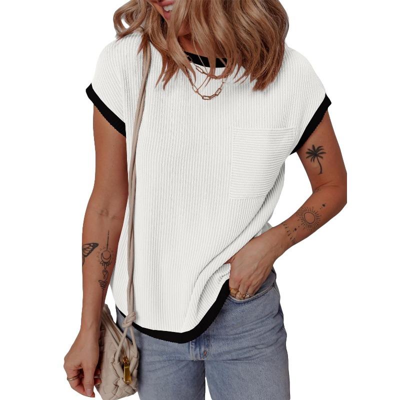 BITCED Women's Fashion Casual Short Sleeve O-Neck Blouses & Shirts