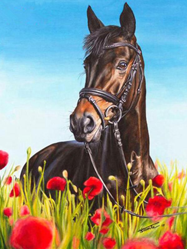 DIY Diamond Painting Animal Cross Stitch Full Round Drill  Steed Painting Embroidery Craft Home Decoration