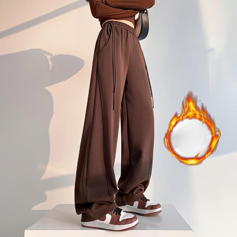 New American Sports Pants In Autumn, Loose Straight Slimming Wide-leg Banana Pants, Versatile High-waist Casual Pants for Women