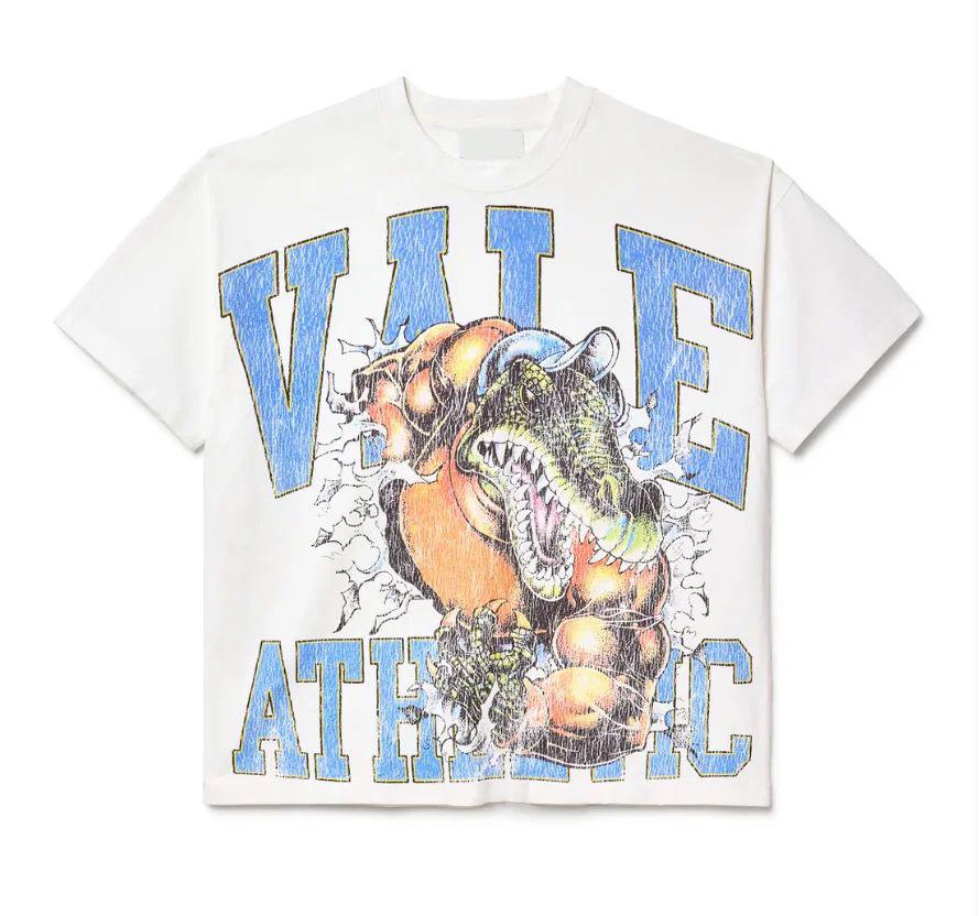 T-shirt Oversize Streetwear Retrò Americana con Stampa Scura e Effetto Usurato