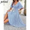 Women's Fashion Summer Spring Short Sleeve V-Neck Casual Dresses
