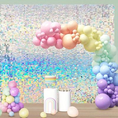 12PCS Iridescent Shimmer Wall Backdrop, Sequin Wall Panel Backdrop Decoration for Wedding, Anniversary, Birthday Party Decoration