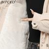 BITCED Women's Fleece-Lined Thickened Puffer Coat - Short Winter Style with Large Fur Collar, Slim-Fit and Flattering Cotton-Blend Outerwear