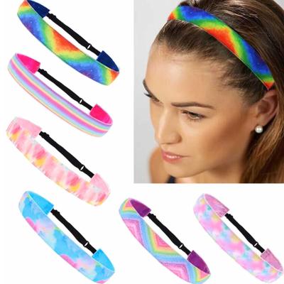 Non Slip Head Hair  Tie-dye Elastic Headwear Sport Headband