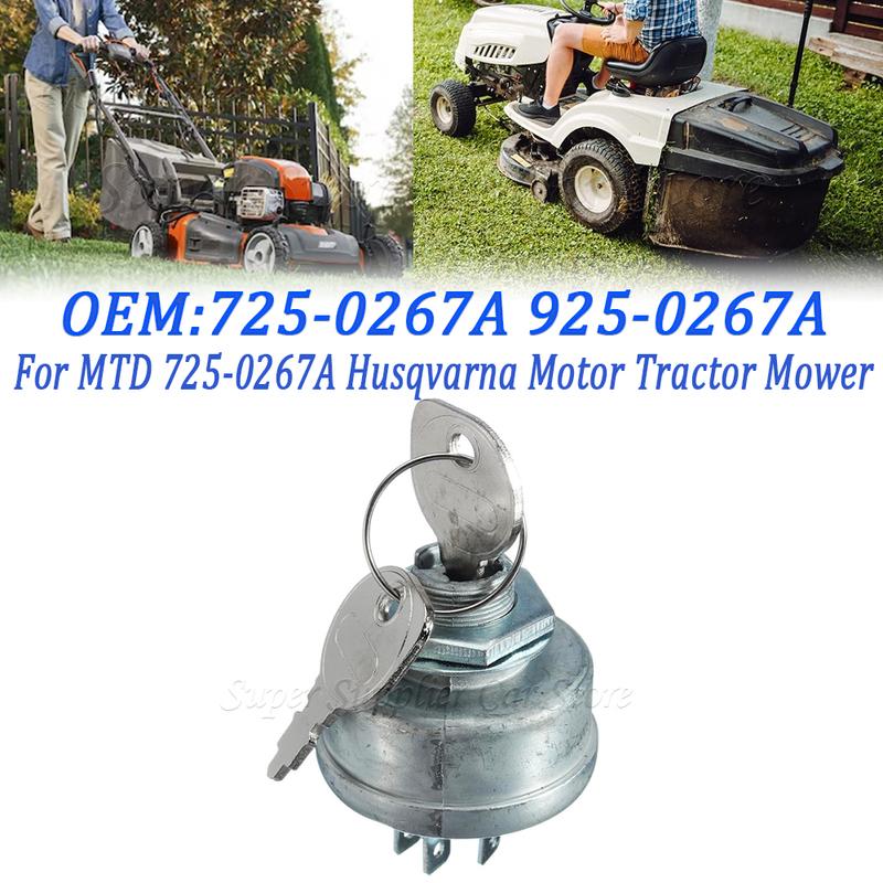 Lawn Mower 5 Spade Ignition Terminal Engine Starter Switch with Keys For MTD 725-0267A Ride On Tractor Mower 725-0267 925-0267A