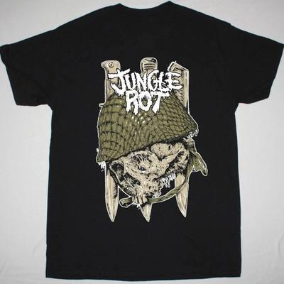 Vtg JUNGLE ROT Band SKULL Heavy Black All Size T Shirt For Men