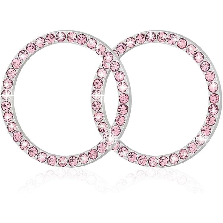 WINKA Car Engine Start Stop Button Cover Bling Accessories for Car 2pcs Ignition Ring Caps Keyless Push Start Button Ring Cap Interior Decoration