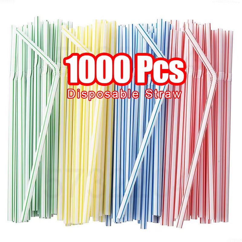 50-1000Pcs Drinking Straws Colorful & Black Rietjes Flexible Wedding Party Supplies Drinking Straws Kitchen Wholesale