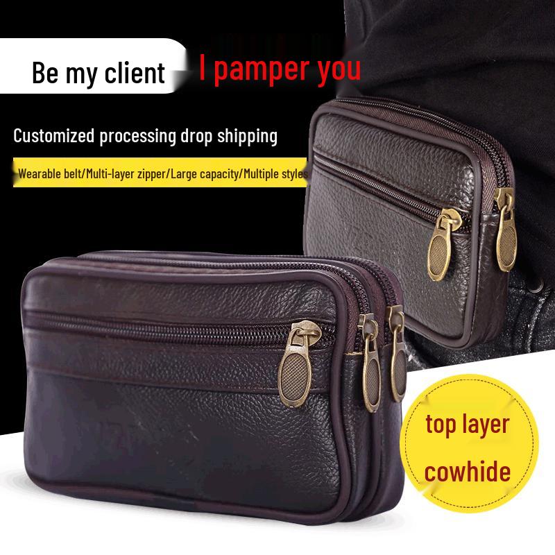 

Мужская поясная сумка для телефона из коровьей кожи