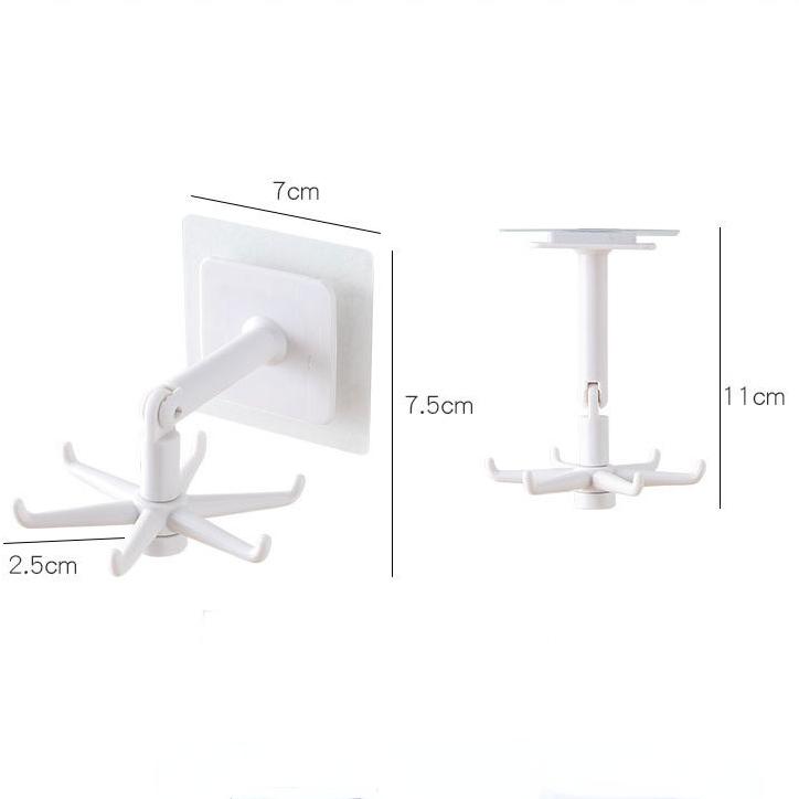 No-hole Swivel Hooks Household Kitchen Six Claws 360 Degrees Paste Multifunction Display Rack Non-marking Spoon Holder