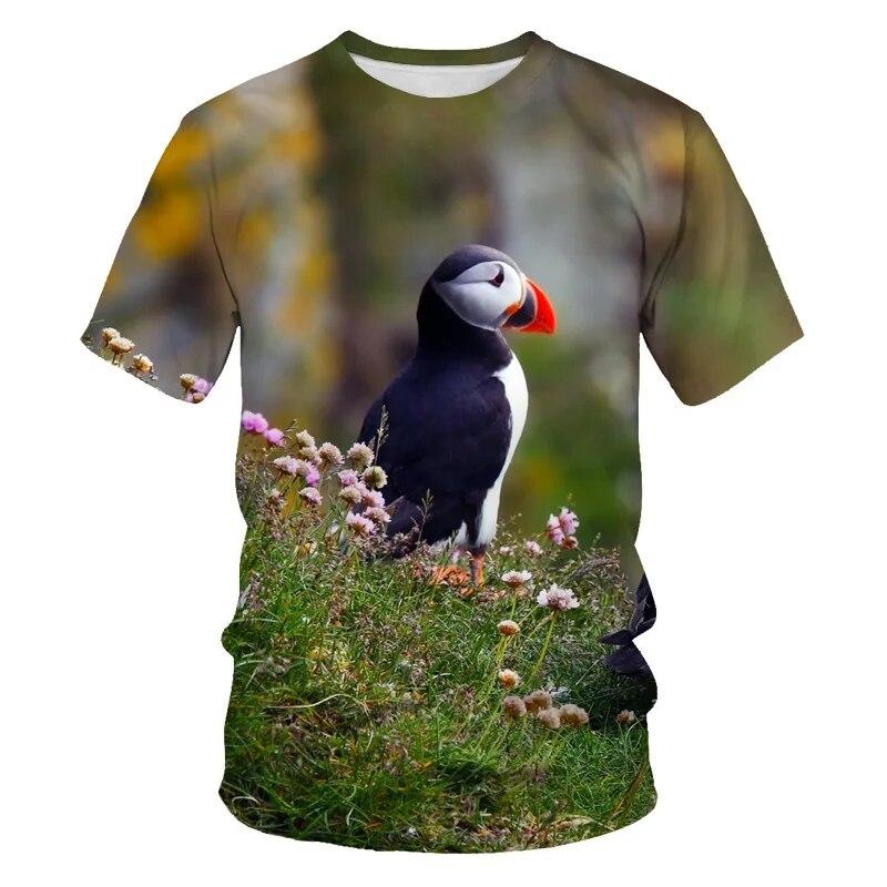 Fashion All Kinds of Birds T Shirt for Men Fun Trend Personality Printed Round Neck Tees Hip Hop Harajuku Streetwear Tops