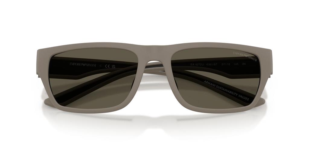 EMPORIO ARMANI Sunglasses for Rubberized Matte Light Dark Lens 0EA4267U Men. Frame Brown. Lens Grey. Width 57mm.