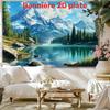 Alpine Snow Mountain Tapestry Wall Hanging, Lake & Pine Forest Scenery Tapestry for Bedroom Living Room