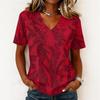 Women's Casual Short Sleeve V-Neck T-Shirt with Soccer Flag Print for Day Fan Wear
