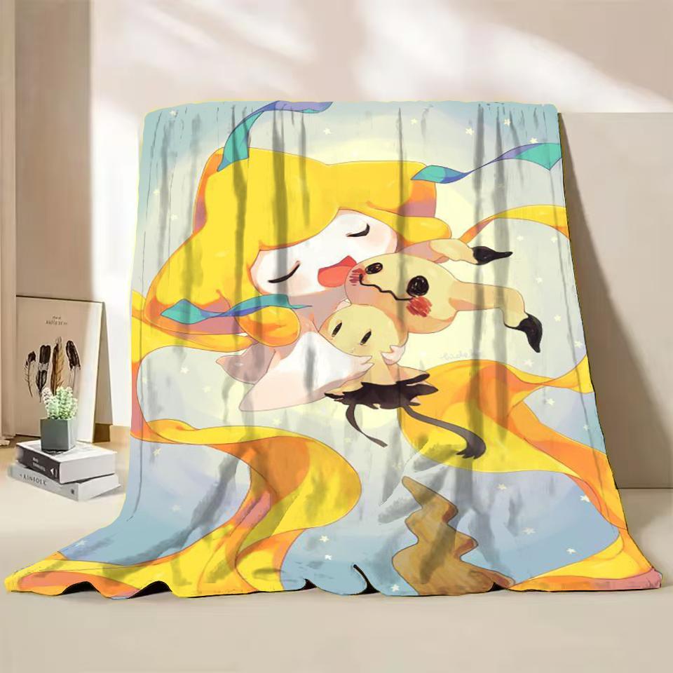Pokemon Jirachi Cartoon Flannel Fluffy Blanket for Home Bedroom Bed Sofa Office Children Cover Adult Soft Blanket Baby Cute Gift