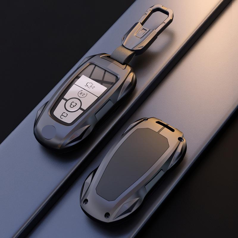 Metal Car Remote Key Case Cover Holder Shell Chain Fob for Ford New Mondeo Focus EVOS Escape Edge Explorer F-150 Mustang 2025