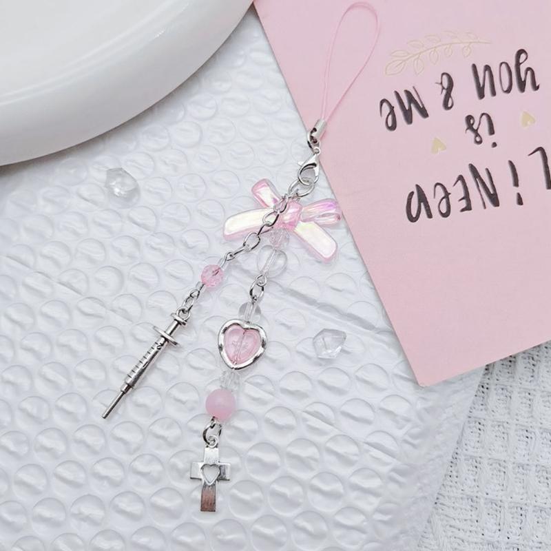 Bowknot Heart Cross Flower Phone Charm Straps Keys Hanging Pendants Bag Decor