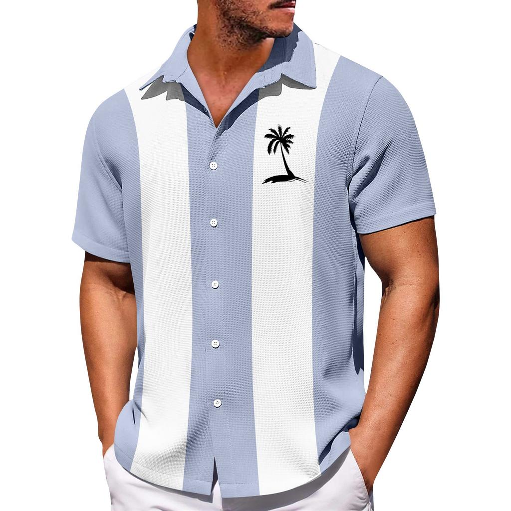 Men's Hawaiian Printed Button Short Sleeve Shirts Men's Casual Fashion Short Sleeve Shirts