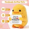 Positive Energy Duck Doll Hug Pocket Mini Handmade Plush Wool Knitting Dolls Funny Emotional Support Crochet Gift for Birthday