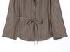 Striped Padded Shoulder Suit Jacket & Pleated Trousers Set