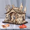 Halloween Candle Holder Spooky Wooden Witch Ghost House Candlestick Decoration for Home Indoor Party Decor