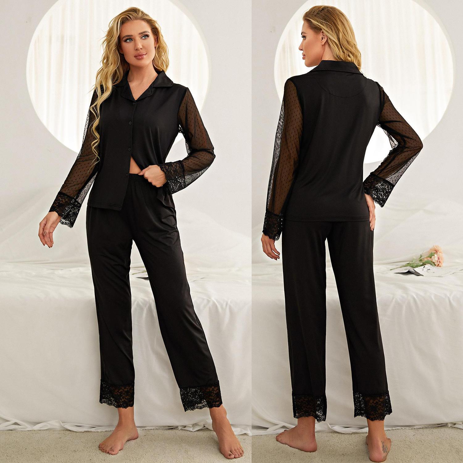 Женские спальные костюмы с сетчатыми рукавами — фото 6