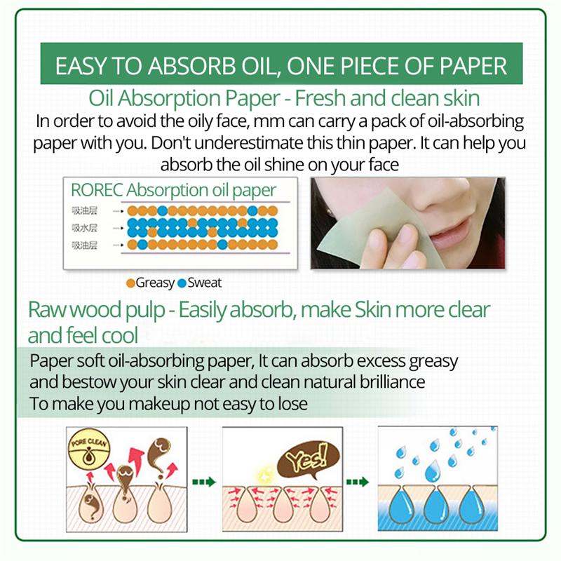 100 sztuk / worek Bibułki do twarzy Film Kontrola pochłaniania oleju Bibuły do czyszczenia twarzy