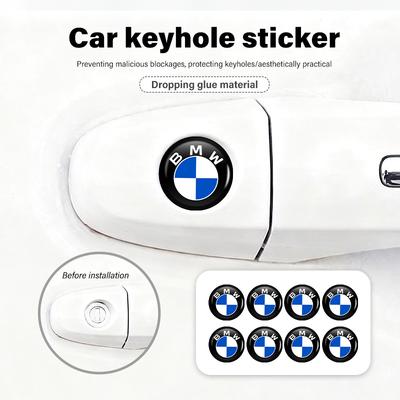 MLKC3 8/12pcs Car Door Keyhole Stickers Universal Auto Logo Sticker For M 1 3 4 5 6 7 Series M3 M6 F01 F02E34 E36 E70 F10 X6 X1