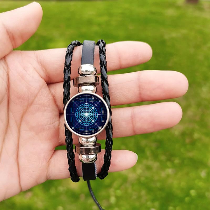 

Куб Метатрона Духовний браслет Сакральна геометрія Шрі Янтра Життя Квітка Чарівність Чакра Шкіряні браслети Браслети Ювелірні вироби