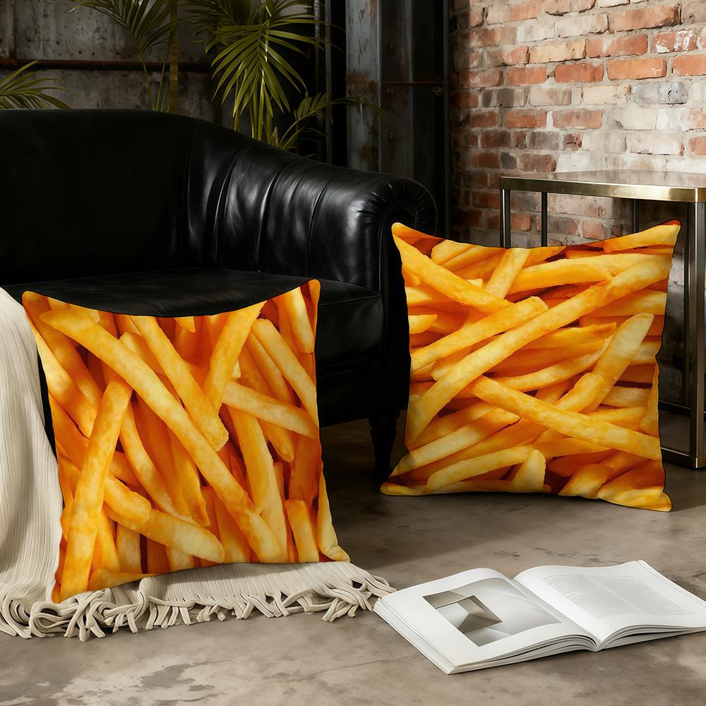 Fashion Cool Fries Cushion Cover Birthday Anniversary Gifts Double Sided Printed Zipper Cushion Cover Soft Skin Bedding